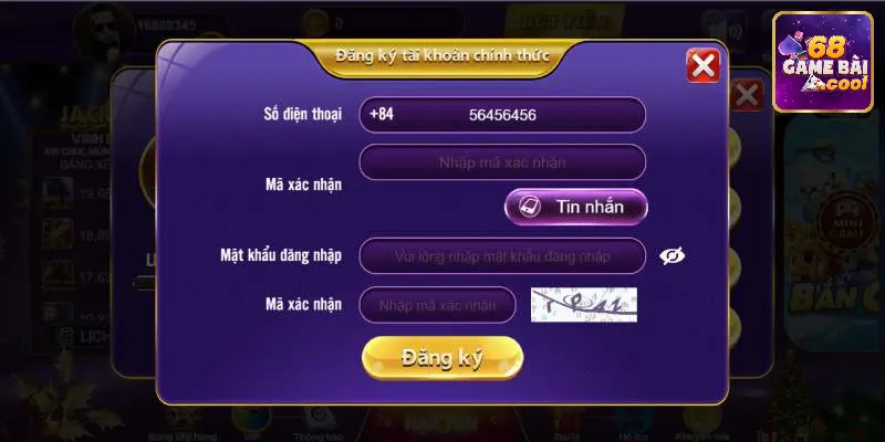 Hướng dẫn đăng ký 68 game bài đơn giản và chi tiết nhất